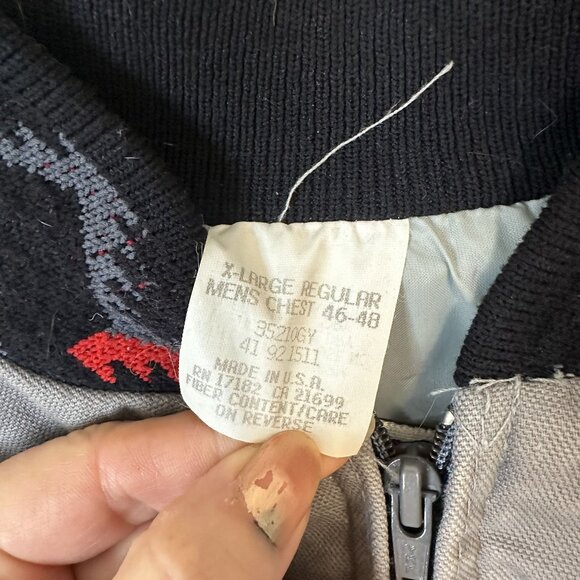 Vintage Mens Grey Arizona Bomber Jacket Canvas Embroidered Kachina XL - Picture 2 of 11